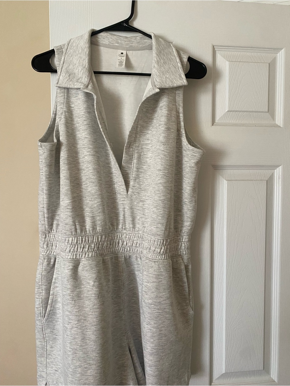 Yogalicious Sleeveless Heather Gray Romper with Collar